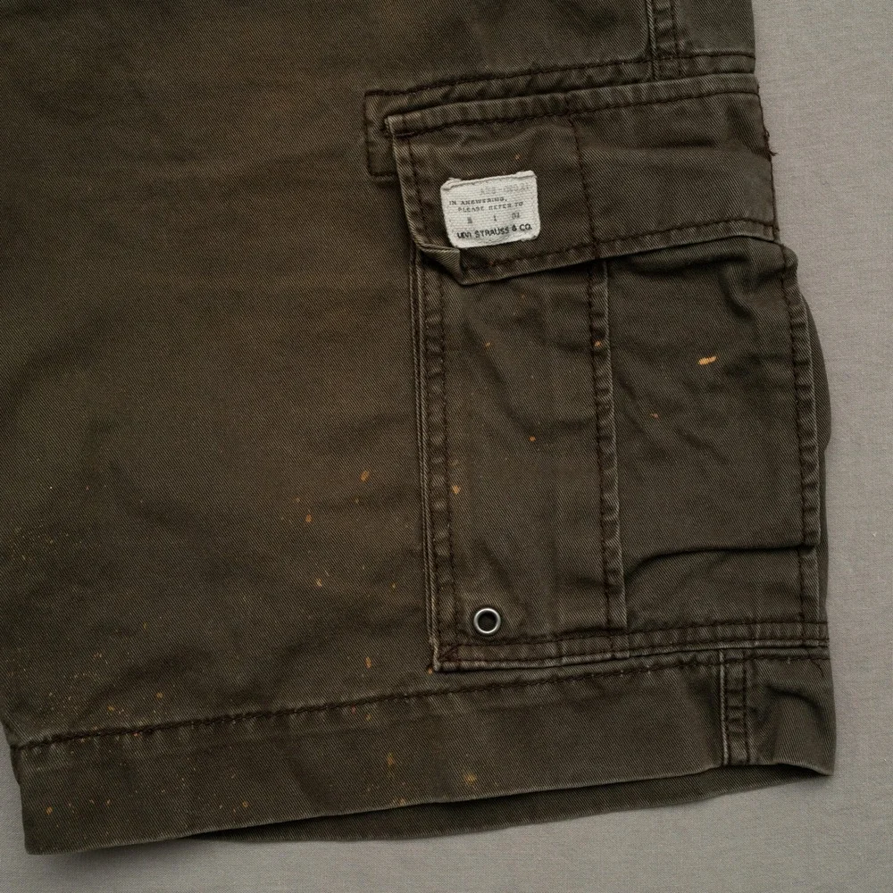 Vintage Y2k 2000s Levis Baggy Cotton Cargo Shorts Brown Loose Fit Mens 39